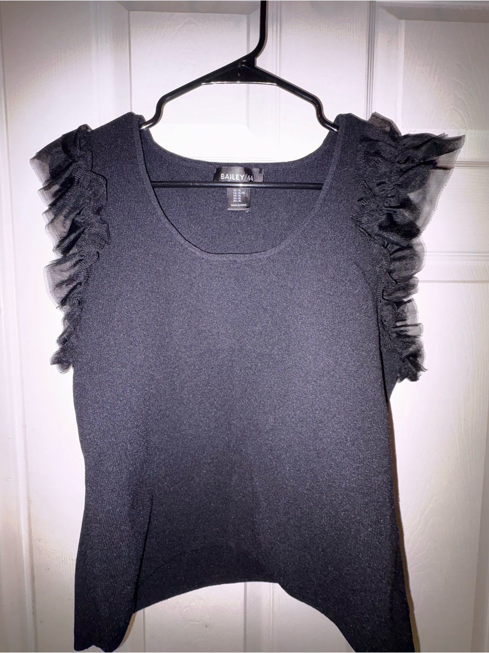 Bailey 44 Black Ruffle Sleeve Tank Top